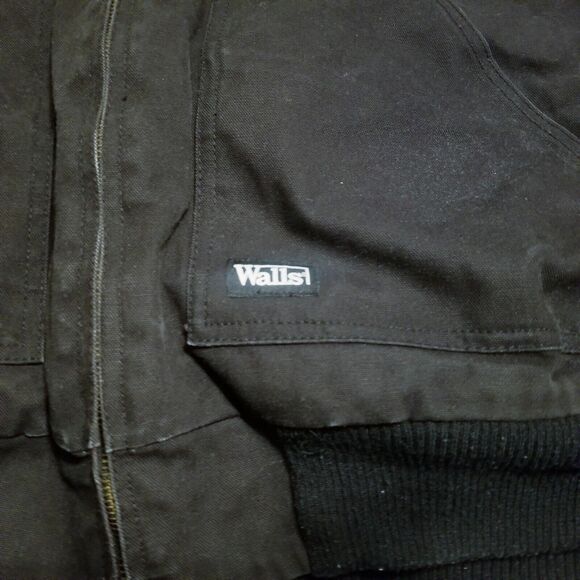 Walls Chore Jacket Men XXL Black Hooded Insulated Workwear Vtg Canvas Barn Coat - Picture 3 of 5